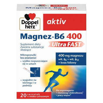 DOPPELHERZ AKTIV Magnez-B6 400 UltraFAST, 20 saszetek